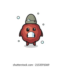 cute cartoon meatball with shivering expression , cute design