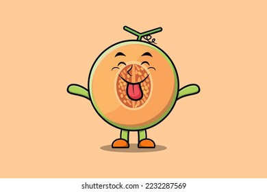 Cute cartoon Melon character with flashy expression in modern cute style illustration
