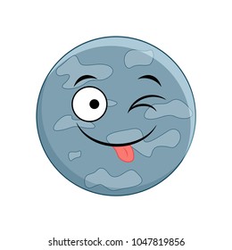 Cute cartoon Mercury  planet. Vector illustration isolated on white background.