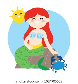 Cute cartoon mermaid girl cartoon series. Mermaid poster for girl.
