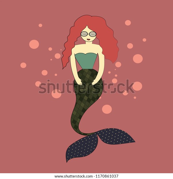 Cute Cartoon Mermaid Pink Hair Under Stock Vector Royalty Free 1170861037 4897