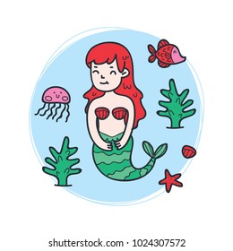 Cute cartoon mermaid cartoon series. 