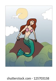 Cute Cartoon Mermaid Vector