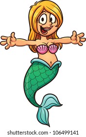 Cute cartoon mermaid. Vector illustration with simple gradient. All in a single layer.