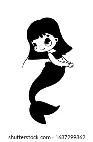 Cute cartoon mermaid. Vector illustration for print and posters or stickers