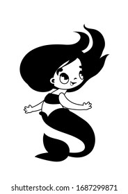 Cute cartoon mermaid. Vector illustration for print and posters or stickers