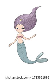 Cute cartoon mermaids. Siren. Sea theme.  vector illustration 