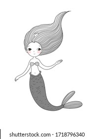 Cute cartoon mermaids. Siren. Sea theme.  vector illustration 