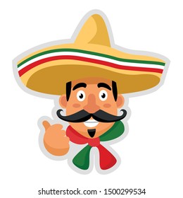 Cute cartoon Mexican chef thumbs up, Vector Illustration