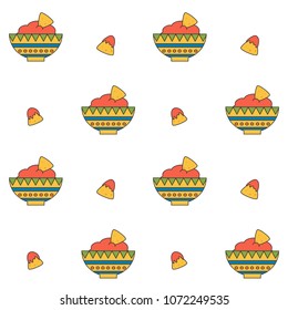 cute cartoon mexican food seamless vector pattern background illustration