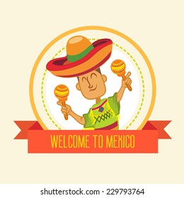 Cute cartoon mexican as logo element or illustration. Vector illustration
