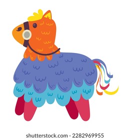 Cute cartoon mexican pinata icon isolated