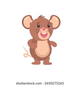 Cute cartoon mice character with cheese happy little pet vector illustration flat design smile baby wildlife animal icon set graphic fun comic tail toy nature mascot drawing isolated small

