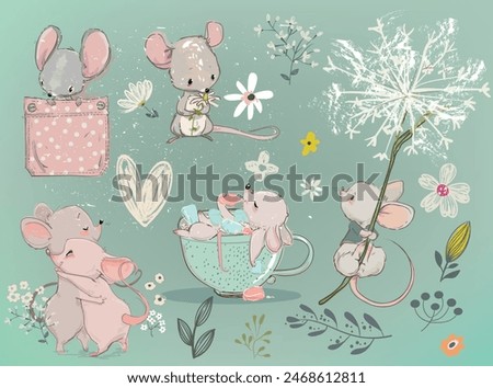 cute cartoon mice vector collection
