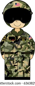 Cute Cartoon Military Pilot