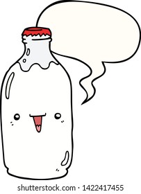 süße Cartoon-Milchflasche mit Sprachblase