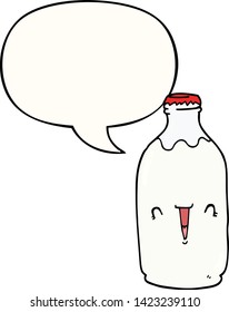 cute cartoon milk bottle with speech bubble