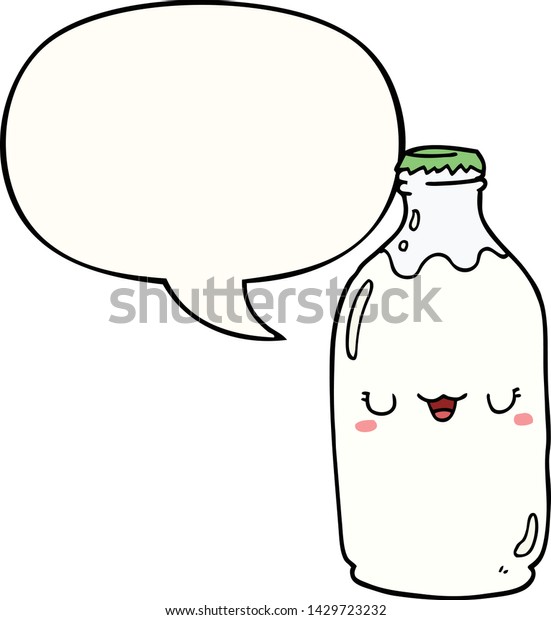 Cute Cartoon Milk Bottle Speech Bubble Stock Vector Royalty Free 1429723232 Shutterstock 9592