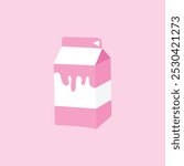 Cute cartoon milk box. strawberry, chocolate , banana , orange and regular milk. Isolated vector clip art illustration.