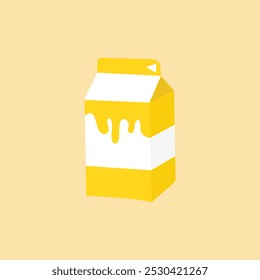 Caja linda de la leche de la historieta. fresa, chocolate, plátano, naranja y leche regular. Ilustración de arte de Clip de Vector aislado.