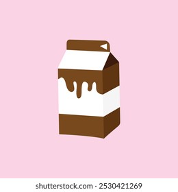 Caja linda de la leche de la historieta. fresa, chocolate, plátano, naranja y leche regular. Ilustración de arte de Clip de Vector aislado.