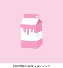 Caja linda de la leche de la historieta. fresa, chocolate, plátano, naranja y leche regular. Ilustración de arte de Clip de Vector aislado.