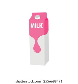 Cute cartoon milk box. strawberry, chocolate , banana , orange and regular milk. Isolated vector clip art illustration.