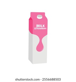 Cute cartoon milk box. strawberry, chocolate , banana , orange and regular milk. Isolated vector clip art illustration.