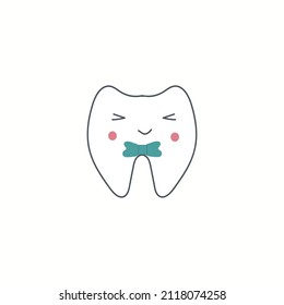 Cute cartoon milk teeth vector Adorned