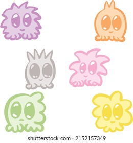 Cute Cartoon Mini Monster Characters in Vector