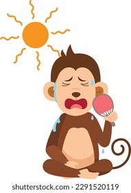 cute cartoon monkey character on white background illustration