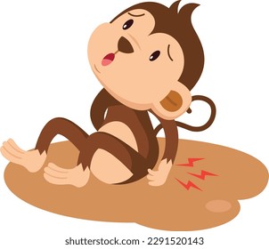 cute cartoon monkey character on white background illustration