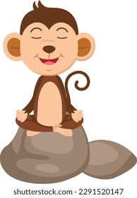 cute cartoon monkey character on white background illustration