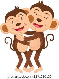 cute cartoon monkey character on white background illustration