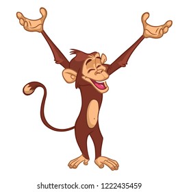 Cute cartoon monkey chimpanzee. Vector illustration isolated