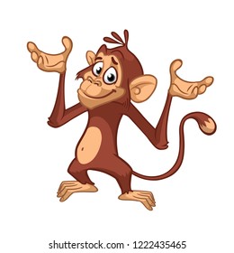 Cute cartoon monkey chimpanzee. Vector illustration of a monkey