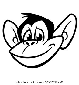 Cute cartoon monkey chimpanzee. Vector illustration of a monkey outlines. Design for coloring book