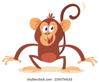 Un mono de caricatura chimpancé. Ilustración de vectores aislada