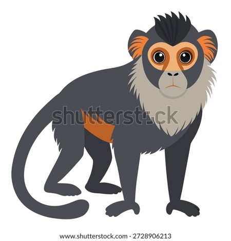 Cute cartoon monkey. Colorful  jungle animal. Perfect for kids books or tropical themed designs. Side view. Isolated vector illustration