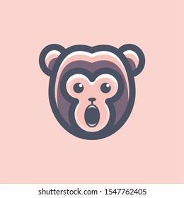 Cute Cartoon Monkey Face Logo