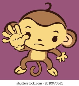 Un Mono De Caricatura Que No Dice Ilustración Vectora. Diseño plano