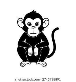 A cute cartoon monkey sitting on the ground