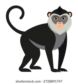Mono lindo de la historieta de pie. Juguetón animal de la selva. Perfecto para libros para niños o diseños temáticos tropicales. Vista lateral. Ilustración vectorial aislada