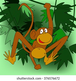 Cute cartoon monkey. Symbol 2016.