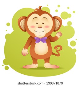 Cute cartoon monkey toy vector card