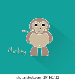 Cute cartoon monkey. Vector clip art illustration with simple gradients.