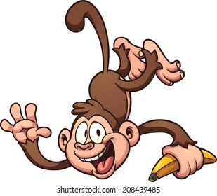 Cute cartoon monkey. Vector clip art illustration with simple gradients. All in a single layer.