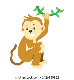 Cute Cartoon Monkey Vector Illustration