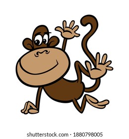 Cute Cartoon Monkey Vector Illustration 
