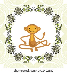 Cute cartoon monkey. Vector illustration